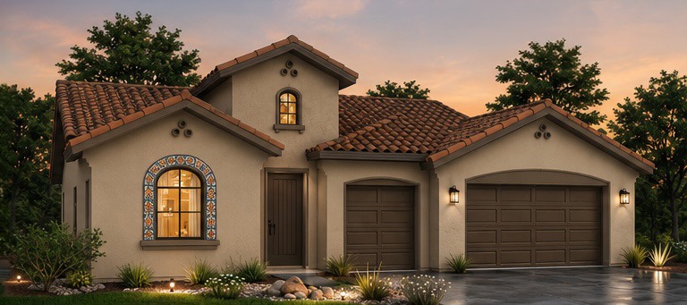 The Shasta Spanish elevation at 7114 Gladeview Lane
